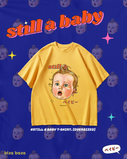 [Oversized] 10oz Still A Baby Retro T-shirt Series - Yellow