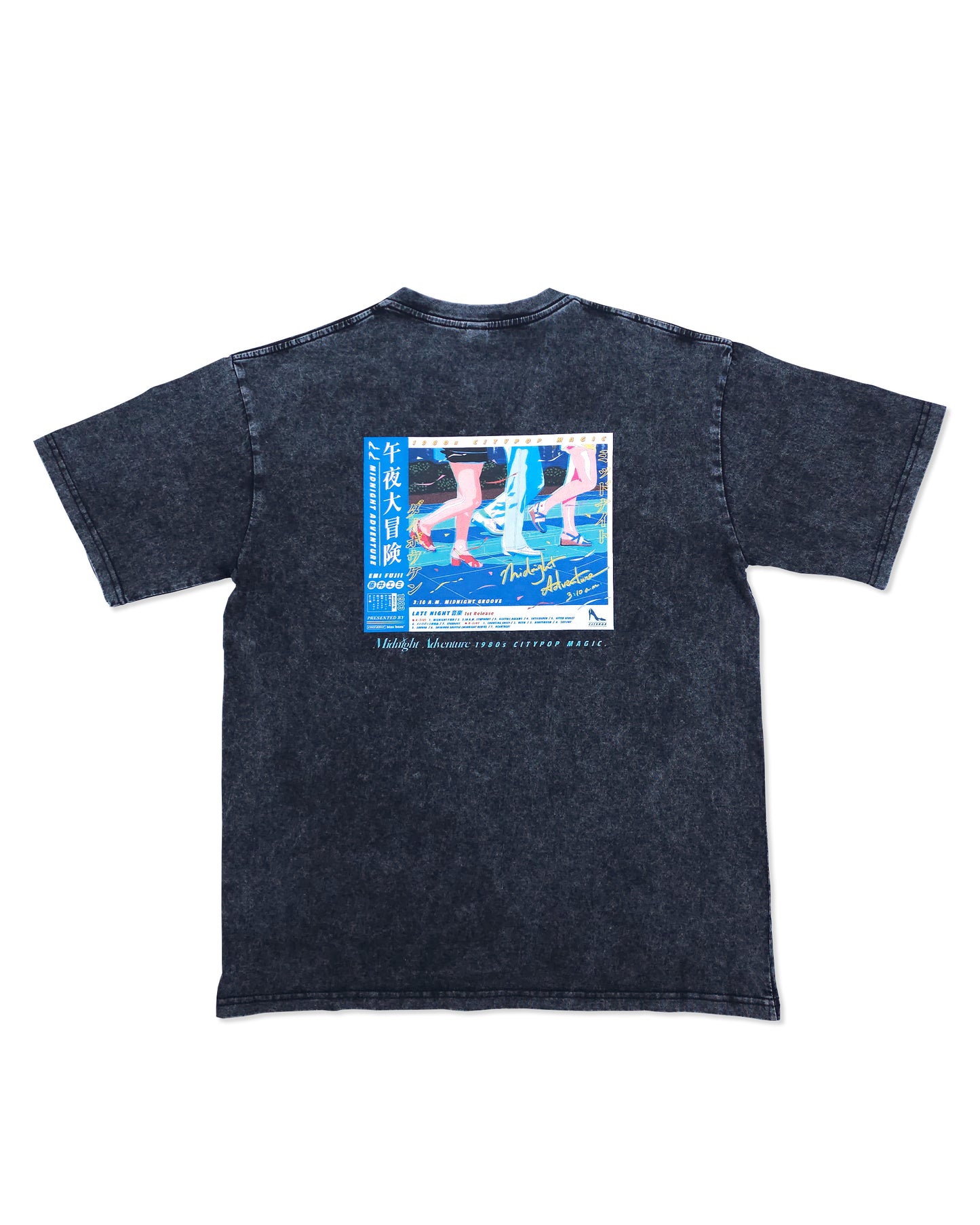 Midnight Adventure Colorful Reflective T-shirt Washed Black